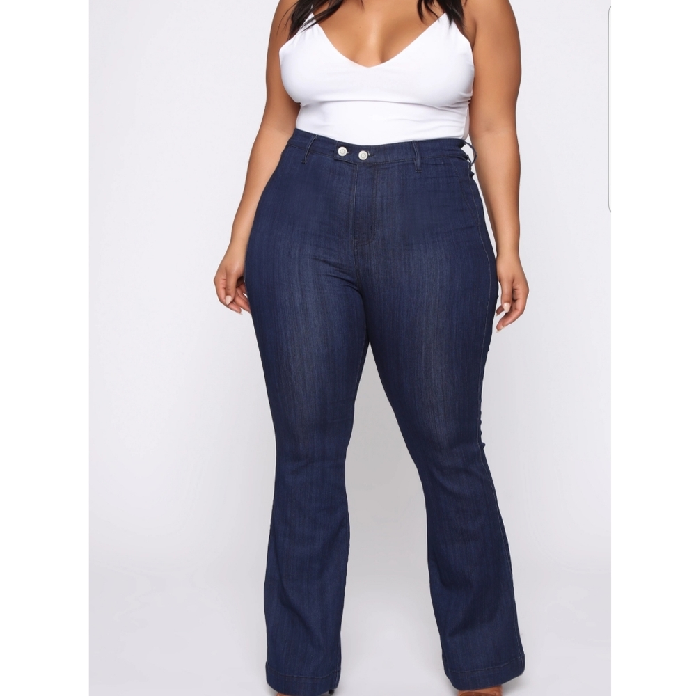 High Waist Trouser Flare Jean - Indigo